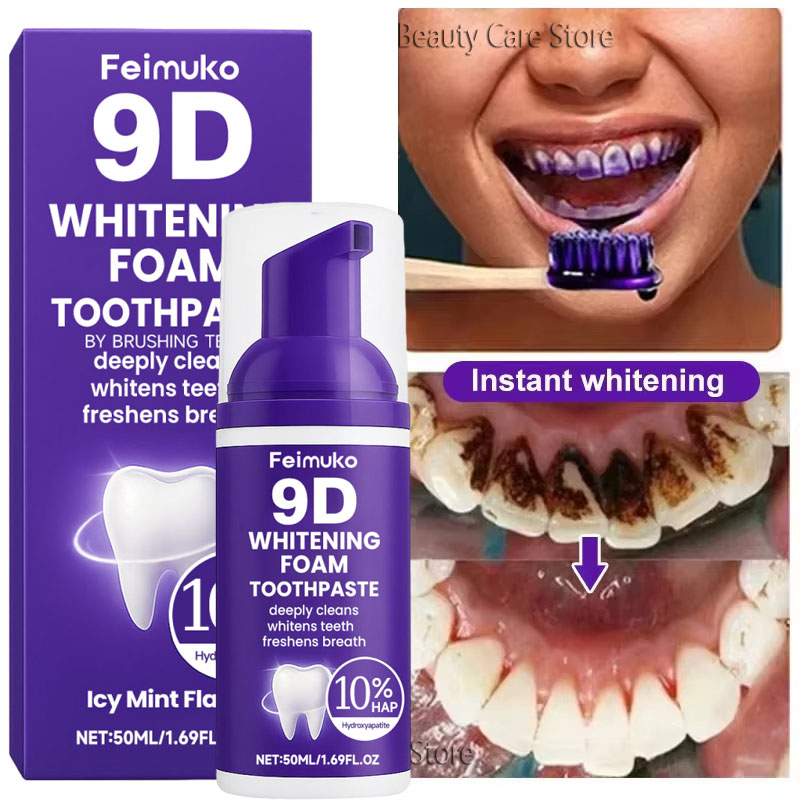Teeth Whitening Naturally - 9D Paarse Tandenbleek Tandpasta Mousse Intensieve